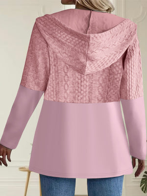 light gray zip hoodie with tunic-length and zip-front
