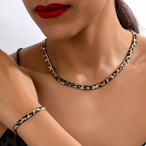 black jewelry set with leopard-print and not applicable