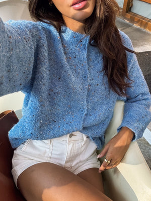 100% polyester Care instructions: Machine wash cold cardigan in Blue with relaxed silhouette