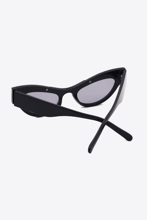 Black acetate cat-eye sunglasses with crystal embellishments