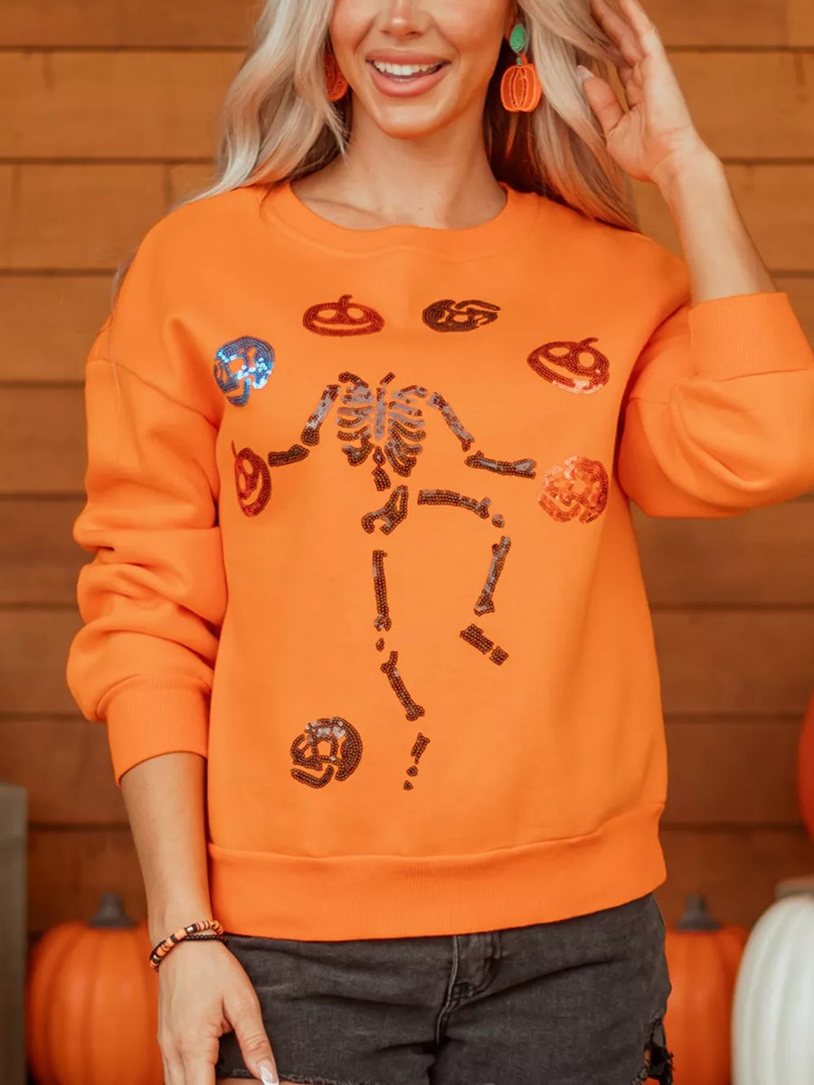 festive crewneck sweater in Orange with crew neck