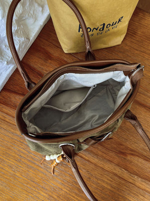 Vintage Ruched Crossbody Bag in brown with ruched