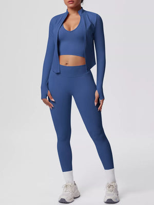 active set in Royal Blue with zipper and cropped