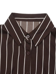 Brown relaxed shirt dress with collared