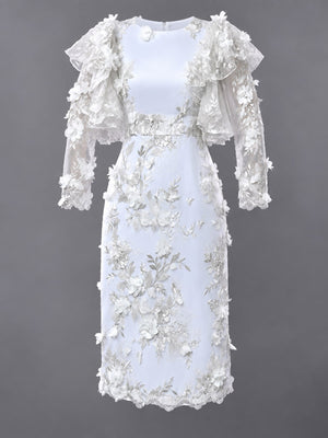 White midi dress with midi and pullover
