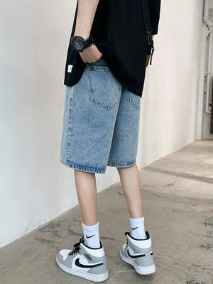 Men's Acid Wash Denim Shorts in Blue
