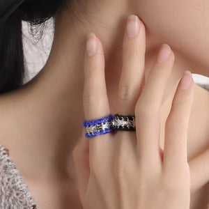 Brass Yarn-wrapped Open Ring in light pink with adjustable
