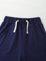 Navy cotton baby pants with drawstring and pockets