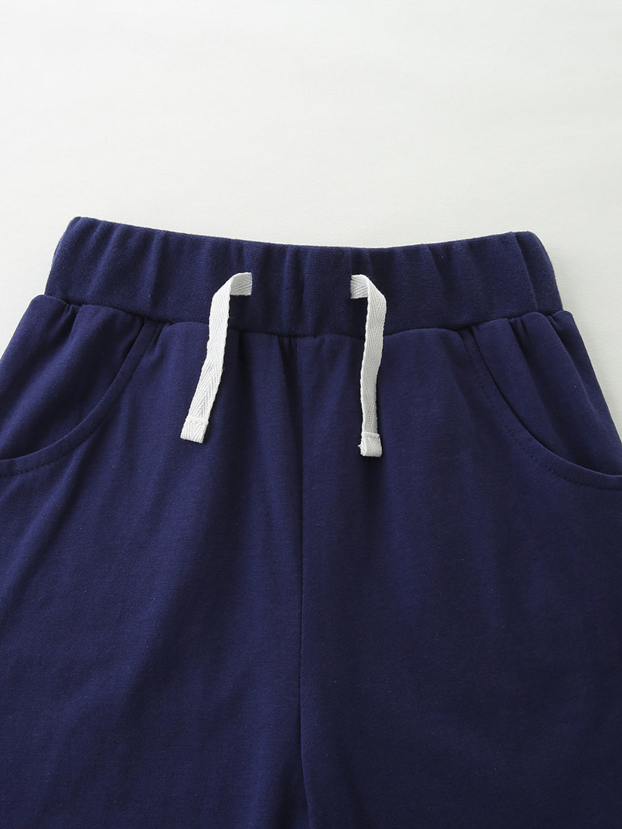 Navy cotton baby pants with drawstring and pockets