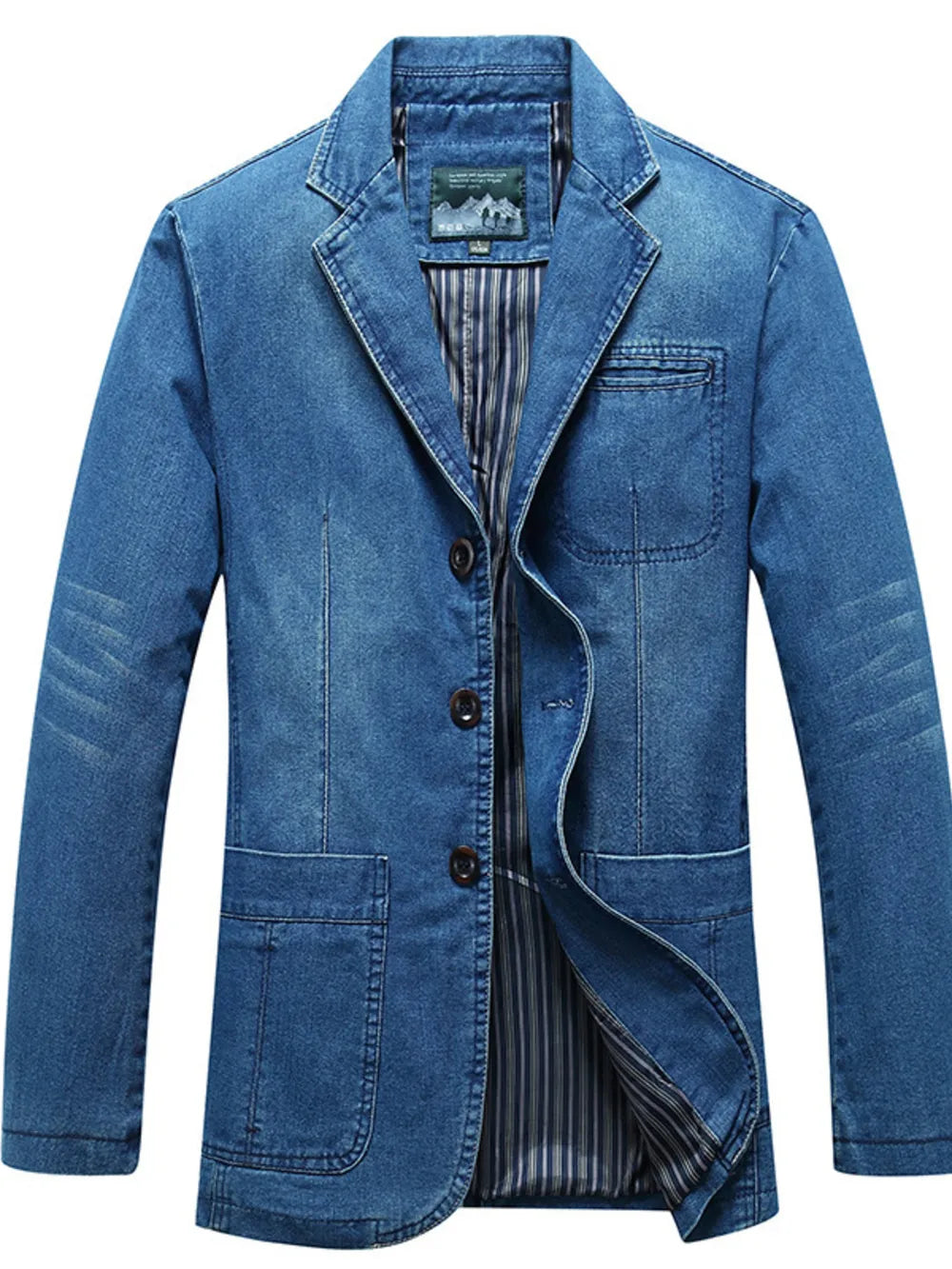 Dark Men's Plus Size Button Up Denim Blazer