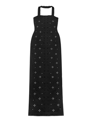 black maxi dress with maxi and pullover