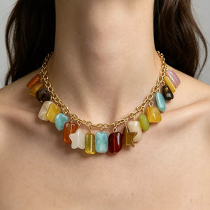 Bohemian Multi-color Gemstone 18k Gold-plated Necklace option 5