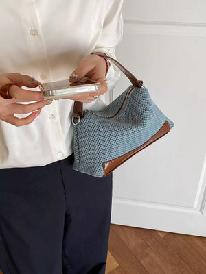 Blue with Woven Texture Crossbody Bag in Blue