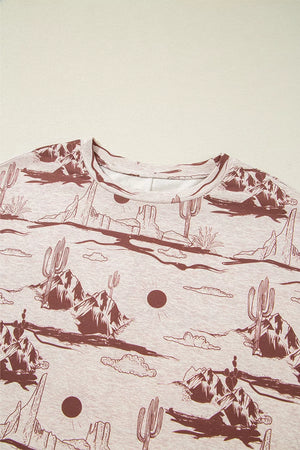 Desert Sand Print Short Sleeve Knit Top option 5