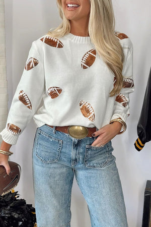athleisure pullover sweater in White with round neck