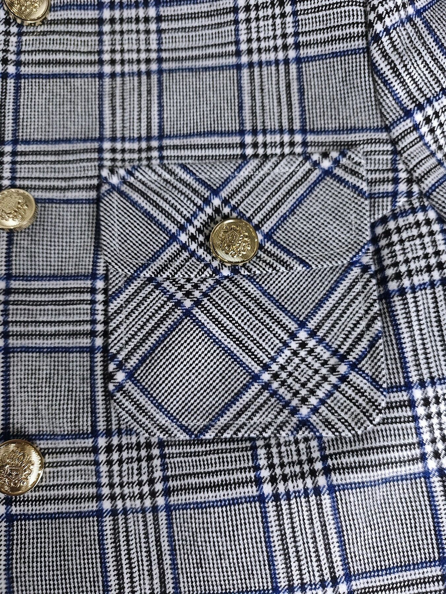 preppy blazer in Gray with collared