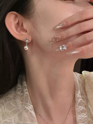 Synthetic Pearl,Alloy,925 silver needle Care instructions: Avoid wearing during earrings in ivory with drop silhouette
