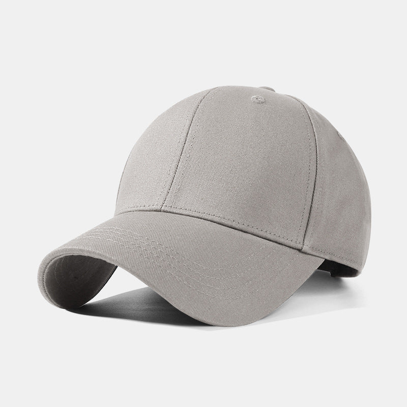 Light gray cotton 6-panel baseball cap with adjustable strap