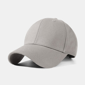 Light gray cotton 6-panel baseball cap with adjustable strap