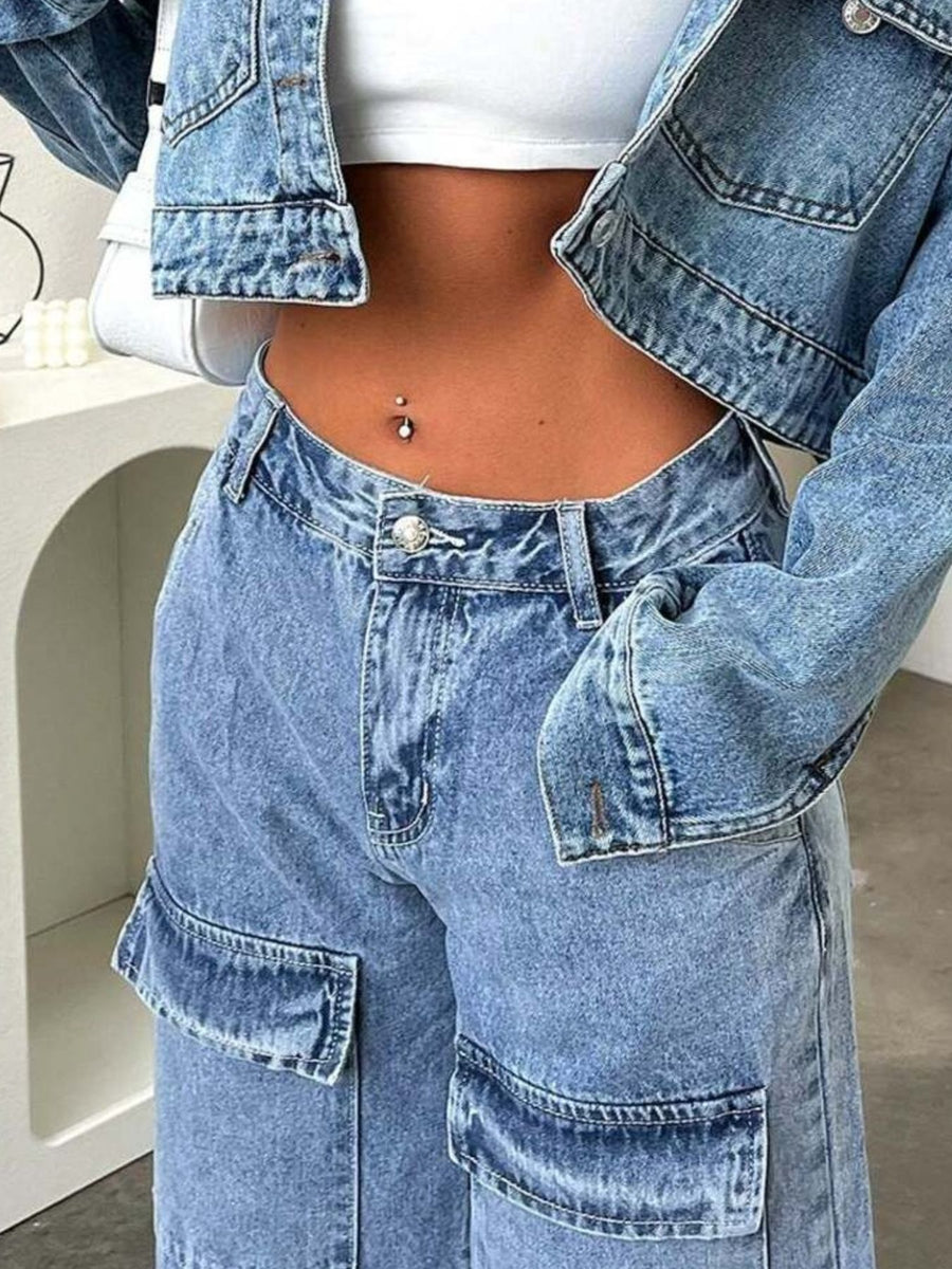 85% cotton, 15% polyester Care instructions: Machine wash cold wide-leg jeans in Black with wide-leg silhouette