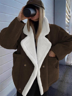 modern overcoat in Brown with shawl lapel