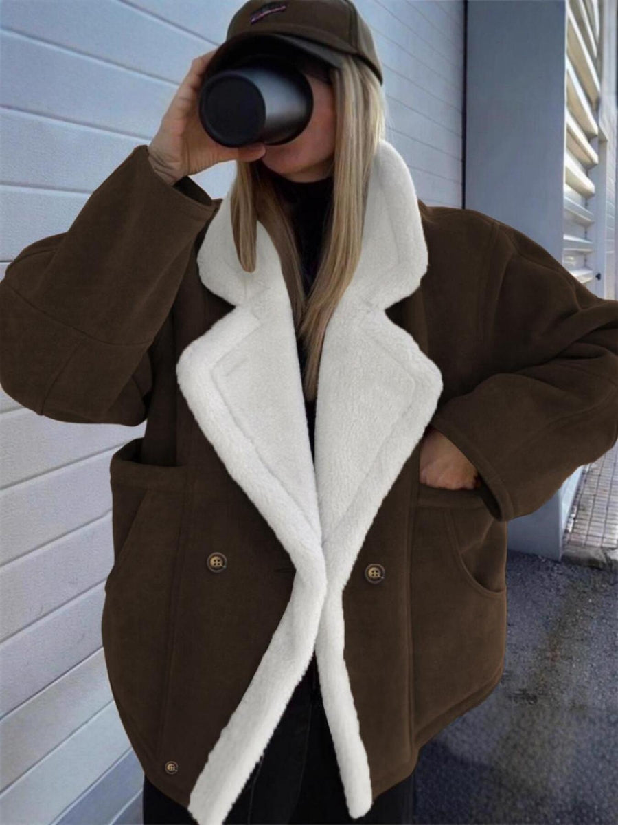 modern overcoat in Brown with shawl lapel