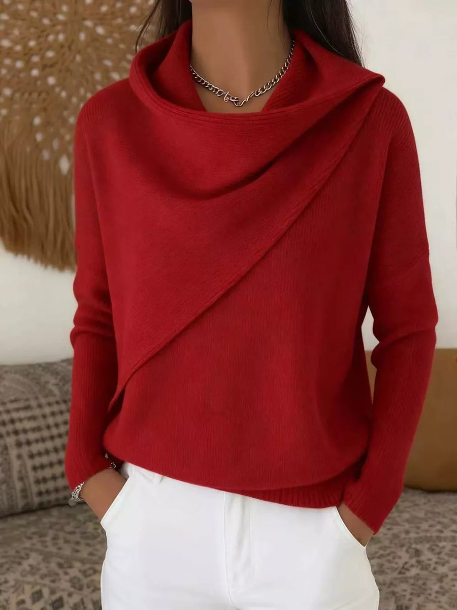 Pink pullover sweater with stretch and long sleeve