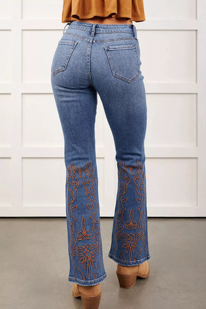 Embroidered Flare Leg Jeans option 5