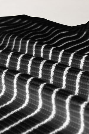 Ivory Striped Knit Polo Vest