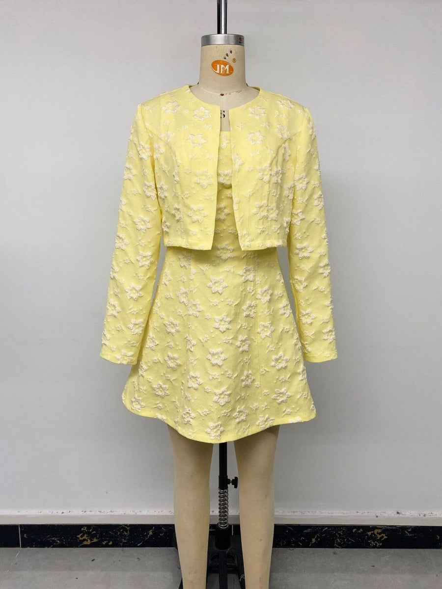dress and cardigan set in Yellow