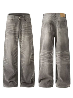 Men S Wide Leg Washed Jeans option 4