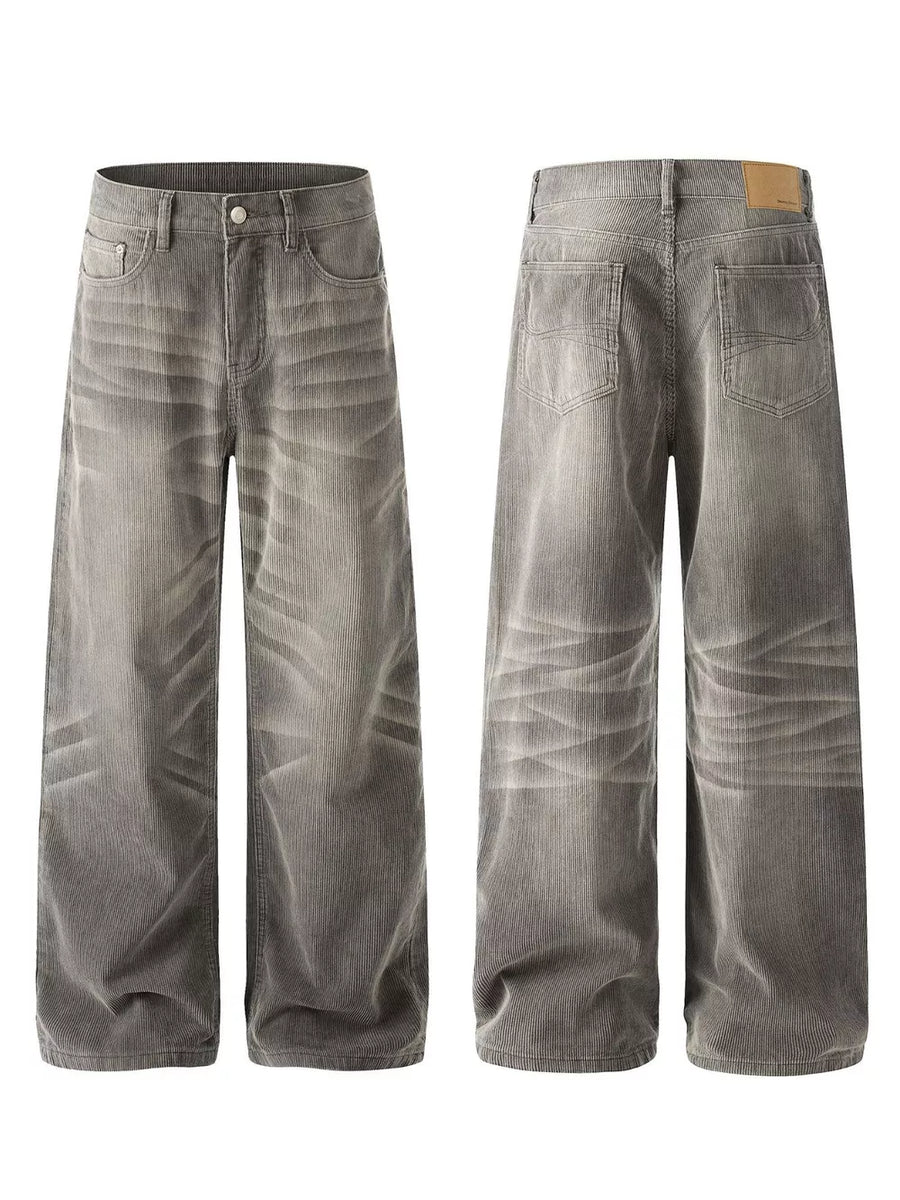 Men S Wide Leg Washed Jeans option 4
