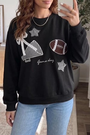 Black relaxed sweatshirt with crew neck