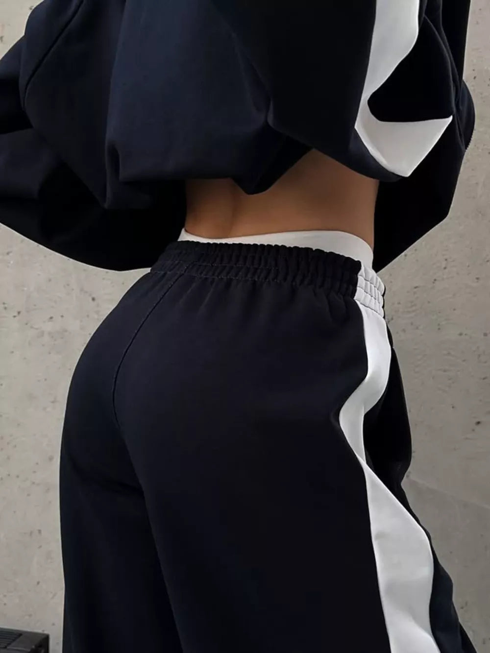 Zip Up Long Sleeve Outerwear And Pants Set in Light Gray