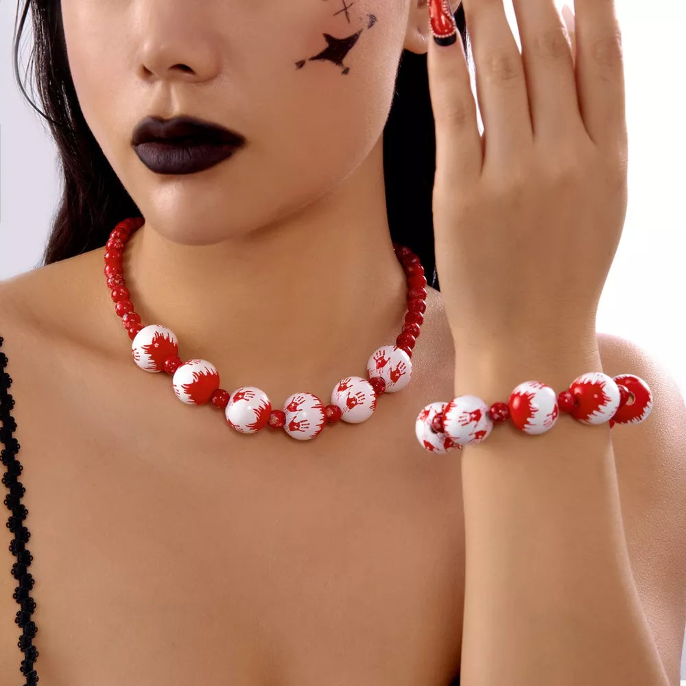 jewelry set in red featuring 2-piece set and strand fit