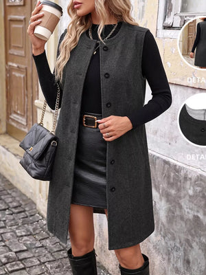Sleeveless Longline Vest Coat option 4