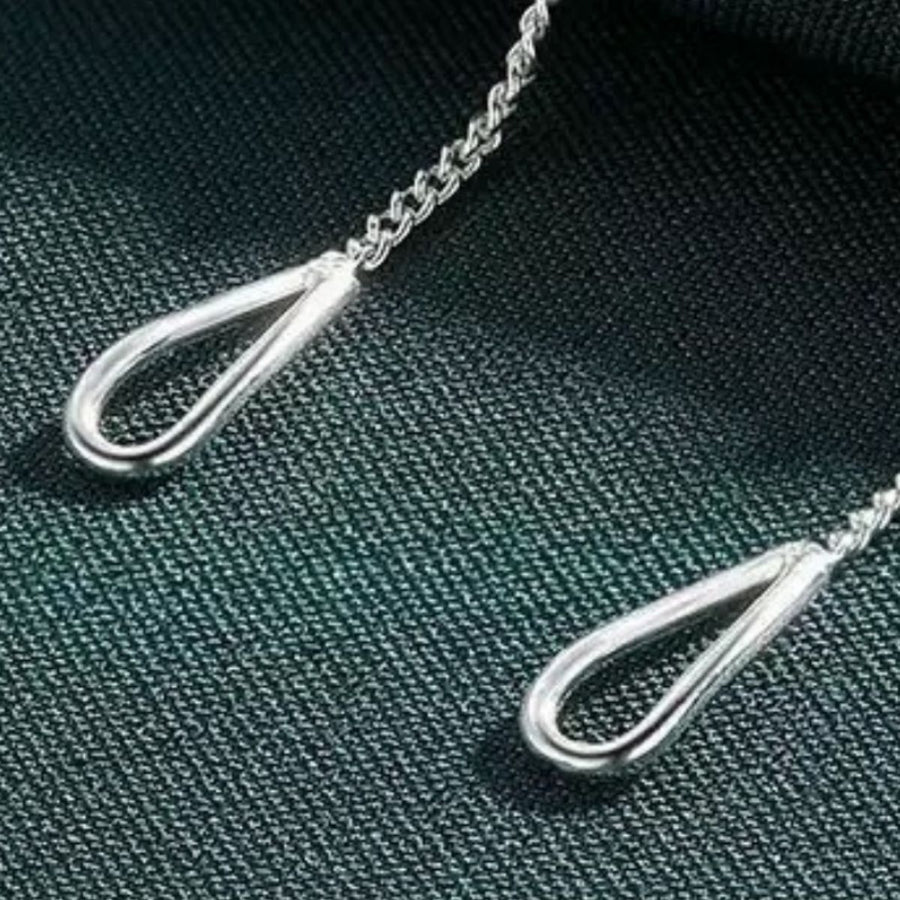 silver earrings with dangle and threader