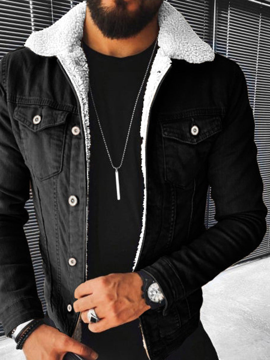 70% cotton, 30% polyester Care instructions: Machine wash cold denim jacket in Dark Blue with regular silhouette