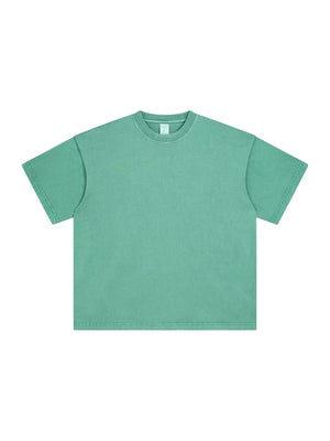Oversized washed cotton tee in Gum Leaf green with relaxed fit and crew neck.