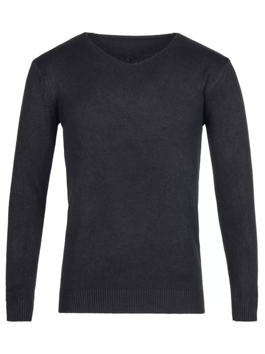 Black Men's Plus Size Solid Color Long Sleeve Knit Top