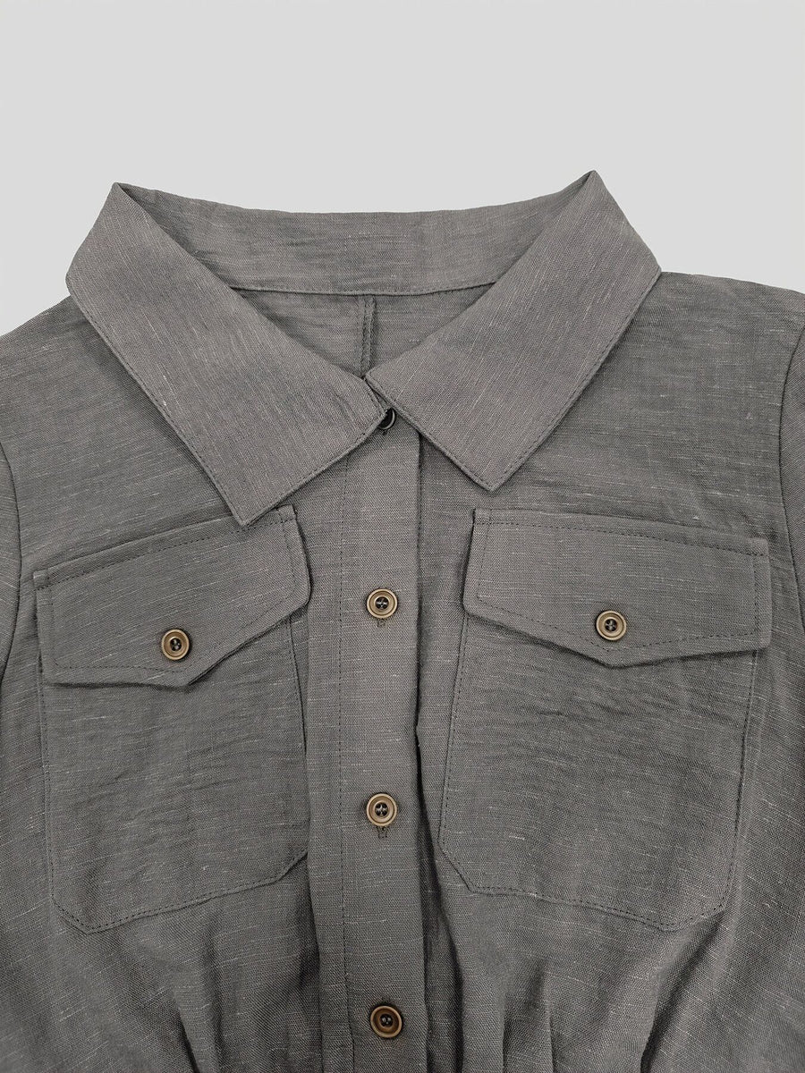 utility jumpsuit in olive green with collared