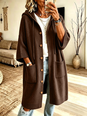 White relaxed cardigan with hooded