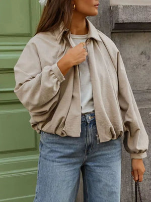 Zip Up Long Sleeve Bomber Jacket option 6