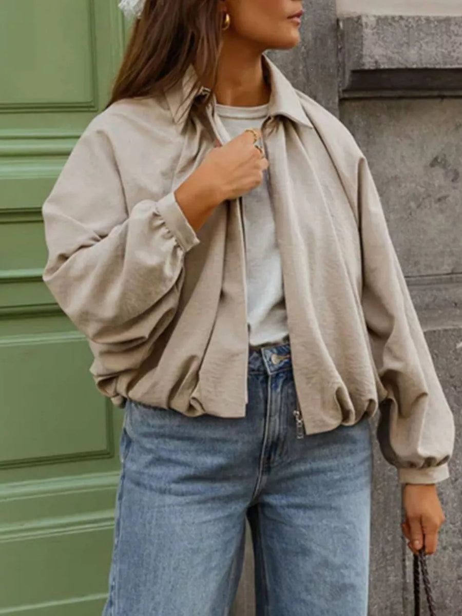 Zip Up Long Sleeve Bomber Jacket option 6