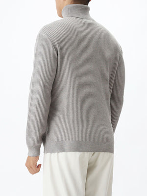 turtleneck sweater in Dark Gray with ribbed and ribbed