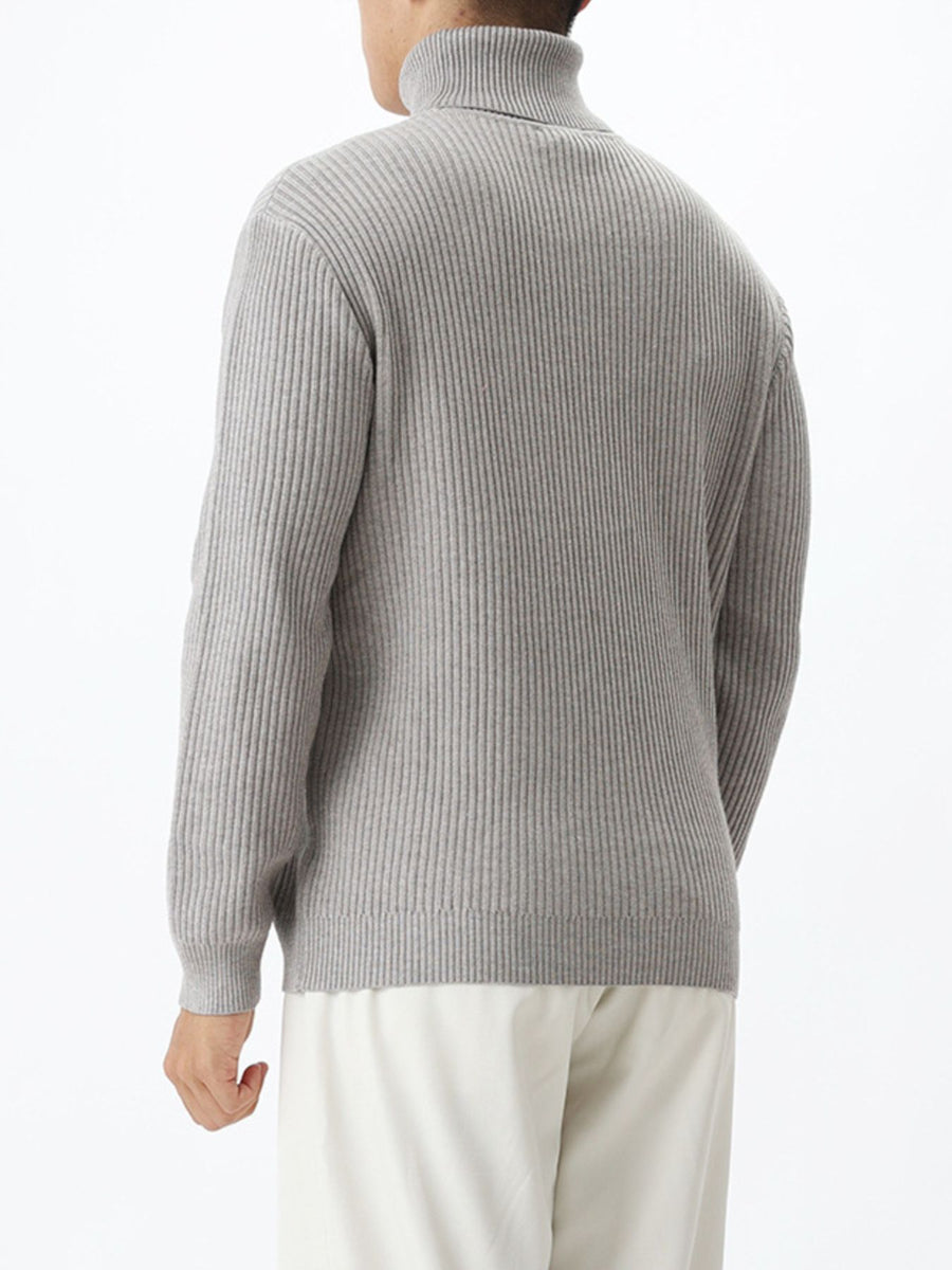 turtleneck sweater in Dark Gray with ribbed and ribbed