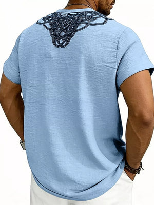 Men's Notched Printed Short Sleeve Shirt Plus Size, view 13