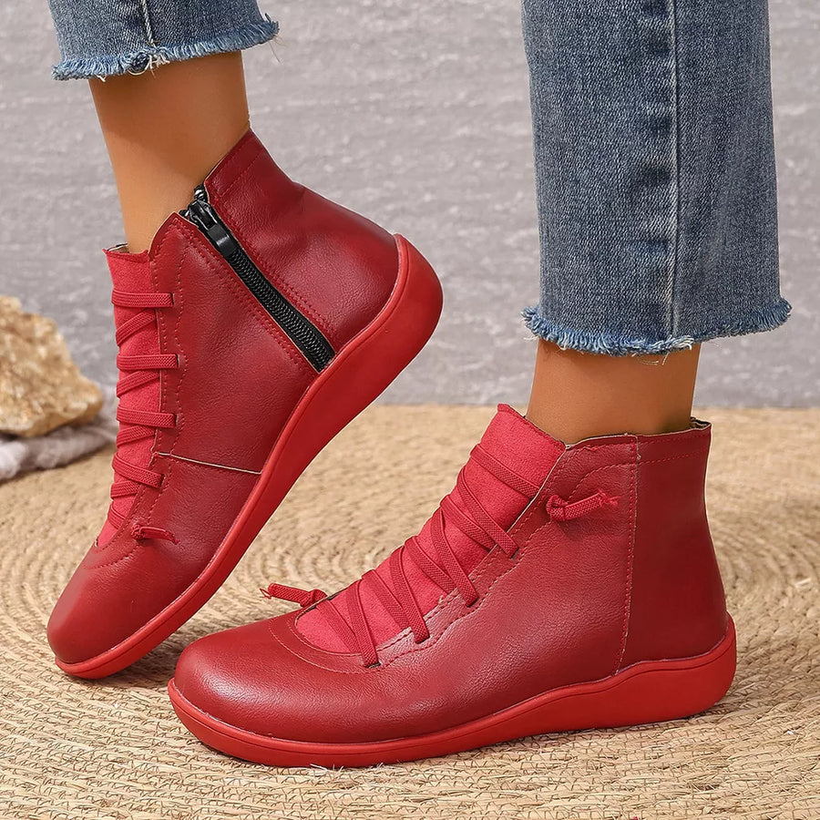 ankle boots in Gray with lace-up and ankle-length
