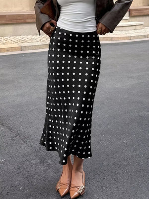 Polka Dot Midi Skirt in Orange-red, view 14