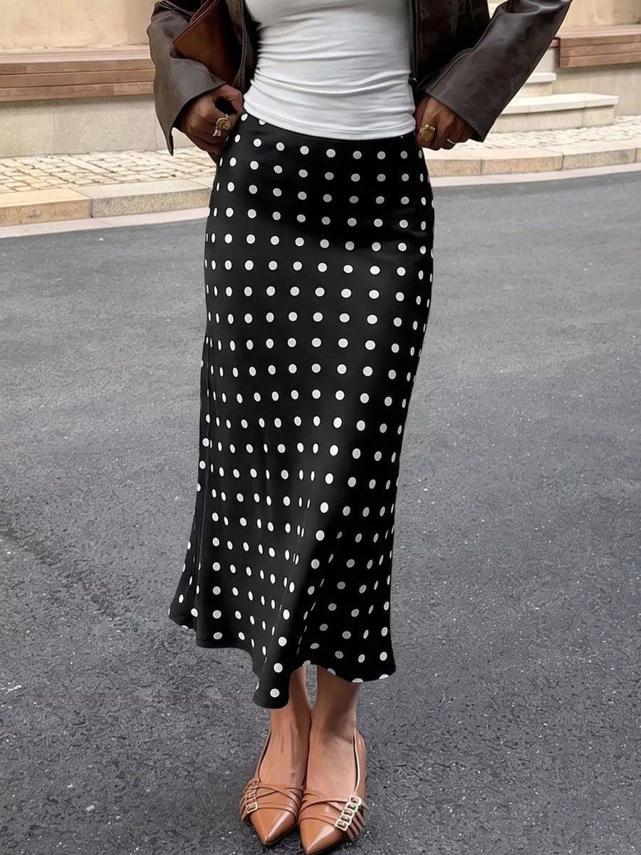 Polka Dot Midi Skirt in Orange-red, view 14